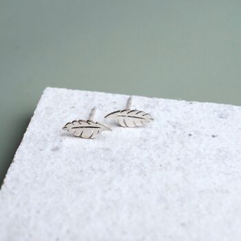 Sterling Silver Sharp Leaf Stud Earrings, 4 of 8