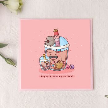 Cute Bubble Tea Birthday Card, 4 of 5