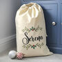 Personalised Christmas Name Between Holly Cotton Sack, thumbnail 1 of 2