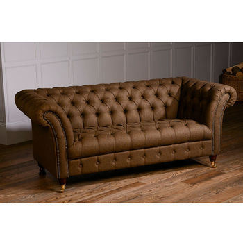 Harris Tweed Or Vintage Leather Chesterfield Sofa, 2 of 12