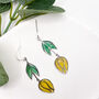 Yellow Flower Statement Drop Earrings For Her, thumbnail 4 of 11