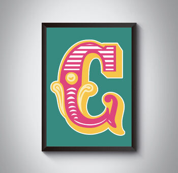 C Capital Letter Bold Carnival Circus Art Print, 4 of 4