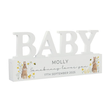 Personalised Spring Bunny Baby Wooden Ornament, 3 of 3