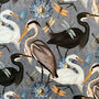 Grey Bird Song Velvet Lampshade With Gold Lining, thumbnail 2 of 9