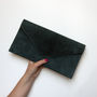 Envelope Personalised Colour Suede Leather Clutch Bag, thumbnail 4 of 10