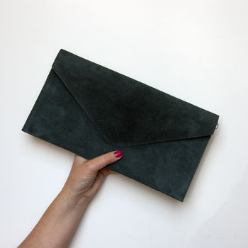 Envelope Personalised Colour Suede Leather Clutch Bag, 4 of 10