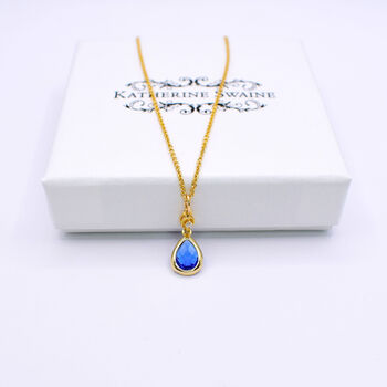 Sapphire Blue Long Teardrop Necklace, 2 of 8