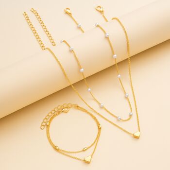Elegant Pearl And Heart Trio Jewellery Set, 2 of 4