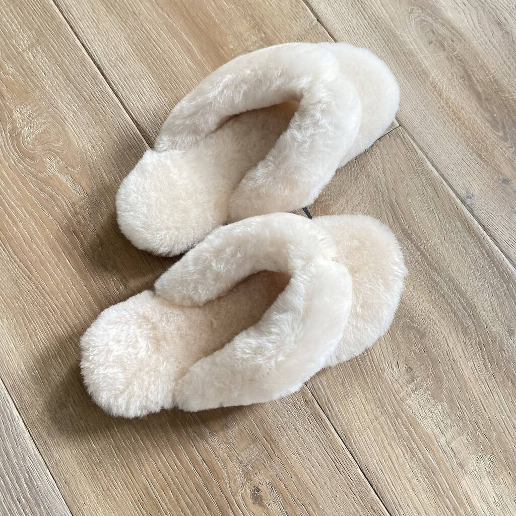 Sheepskin Slider Slippers In Cream Or Grey By Idyll Home ...