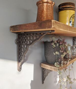 Wooden Shelf With Lattice Metal Brackets, 3 of 3