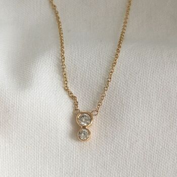 Double Diamond Pendant Necklace In Solid Gold, 5 of 8