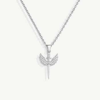 Women’s Sparkling Sword With Wings Pendant Necklace, Jewellery Gift For Her, 5 of 5