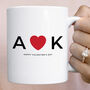Personalised Mug For Valentine’s Day – Initials With Heart, thumbnail 7 of 8