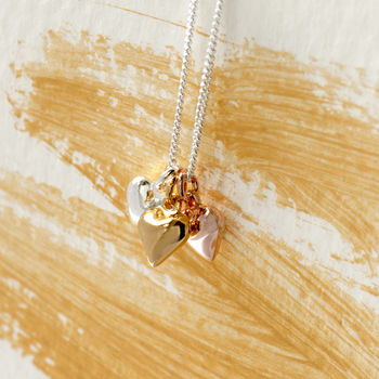 Three Heart Charm Necklace, 2 of 10
