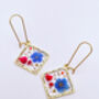 Real Flowers Square Drop Earrings Small Hand Made, thumbnail 2 of 9