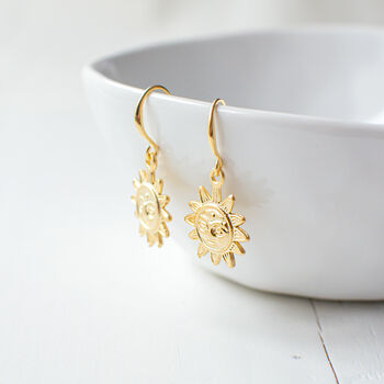 Gold Plated Sun Earrings, 3 of 4