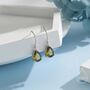 Sterling Silver Olive Green Cz Droplet Drop Earrings, thumbnail 1 of 12