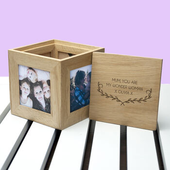 Personalised Mother's Love Oak Photo Cube, 10 of 11