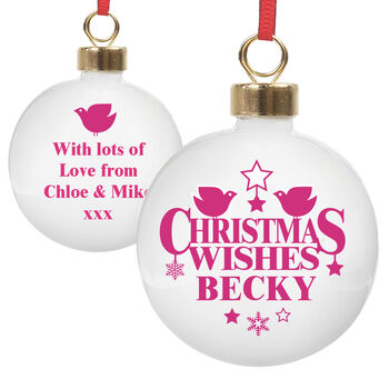 Personalised Christmas Wishes Bauble, 2 of 3