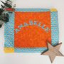 Vibrant Orange Blue Personalised Patchwork Blanket, thumbnail 1 of 12