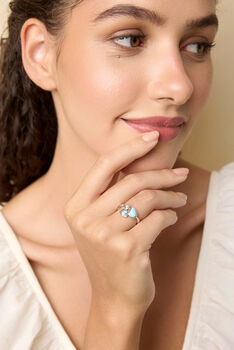 Larimar, Blue Topaz And Freshwater Pearl Trio Ring, 5 of 8