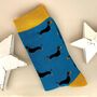 Men's Bamboo Little Sausage Dogs Socks In Teal, thumbnail 1 of 2