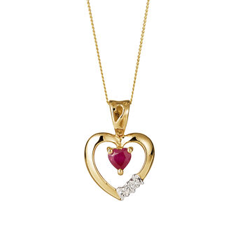 Yellow Solid Gold Diamond And Ruby Heart Pendant, 2 of 3