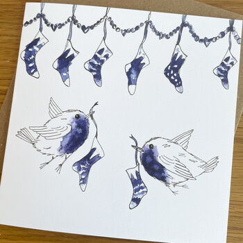 Watercolour Robins Christmas Cards Pack Of Five Designs, 4 of 6