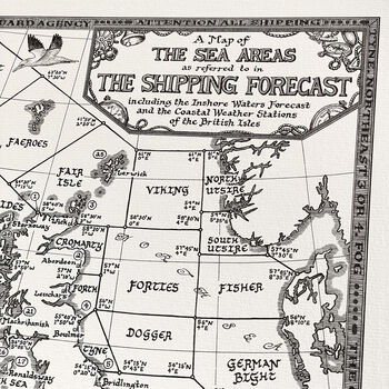 Shipping Forecast Map Hand Drawn Fine Art Print, 3 of 12
