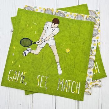 Tennis Themed Linen Napkins, 2 of 8