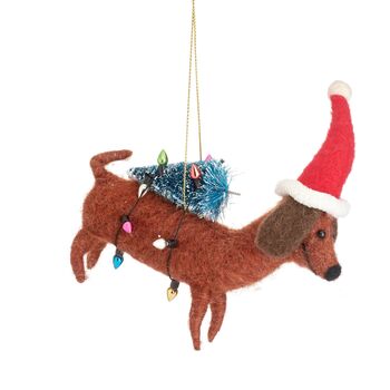 Dog With Fairy Lights Felt Decoration, 3 of 3