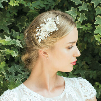 Silver, Gold Or Rose Gold Plated Floral Bridal Clip, 7 of 12
