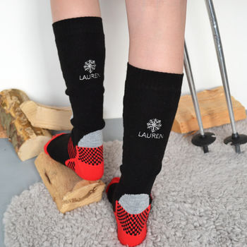 Personalised Women's Snowflake Ski Socks, 3 of 4
