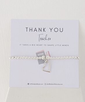 Thank You Teacher, Teaching Assistant, Nursery Teacher Or Childminder Silver Plated Bracelet, 2 of 11