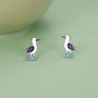 Sterling Silver Blue Footed Booby Stud Earrings, thumbnail 1 of 11