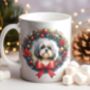 Personalised Shih Tzu Christmas Wreath Dog Mug, thumbnail 1 of 2