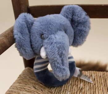 Soft Blue Elephant Baby Rattle, 2 of 7