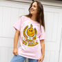 Deck The Halls Women's Christmas T Shirt In Pink, thumbnail 2 of 4