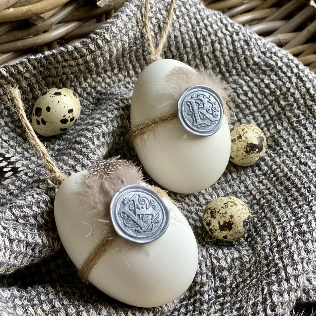 Goose Egg With Quail Feathers And Personalised Wax Seal, 1 of 9