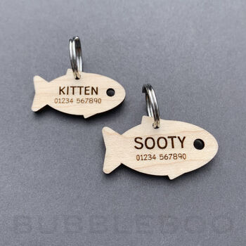 Wooden Fish Cat ID Tag Personalised, 9 of 12