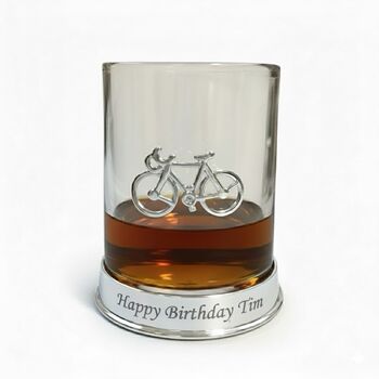Personalised Cycling Glass With Motif And Engraved Collar, 8 of 12