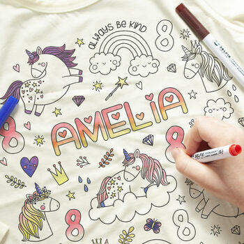 Personalised Unicorn Colour In Top With Fabric Pens, 4 of 9