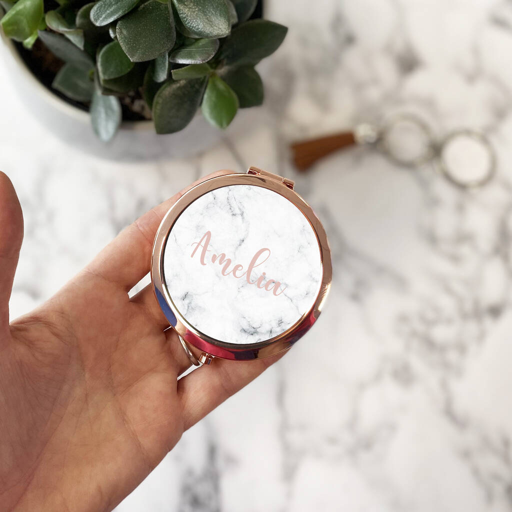 Personalised Rose Gold Compact Mirror By Perfect Personalised Gifts