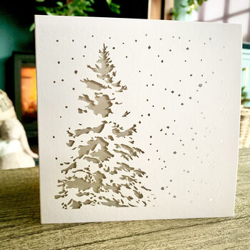Tree In The Snow Papercut Christmas Card, 2 of 4