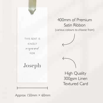 Personalised Reserved Seat Name Sign With Satin Ribbon Row Wedding Aisle Signage, 4 of 11