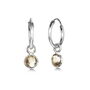 November Birthstone Hoop Earrings With Citrine Charm In Sterling Silver, thumbnail 1 of 5