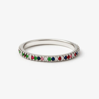Sterling Silver Rainbow Stacking Ring For Women, 4 of 5