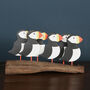 Six Puffins On Driftwood Decoration, thumbnail 1 of 4