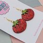 Small Red Tomato Glitter Resin Earrings, thumbnail 2 of 4