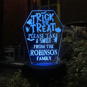 Personalised Trick Or Treat Solar Light – Outdoor Halloween Decoration, 5 of 8
